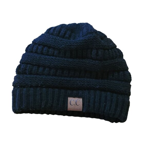 C.C Accessories - C.C Cable Knit Beanie Black Trendy Warm Chunky Soft Stretch Skully Hat One Size